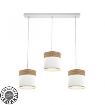 Distribuidor - Lâmpadas Diversas | Lâmpadas Modernas | REGLETA CLOE 3XE27 BLANCO/BLANCA-MADERA CLARA REGX60X16 CM Ref: 175493085